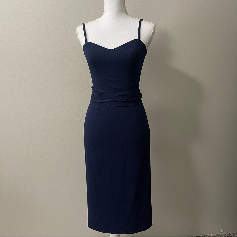 Dress the Population Elegant Navy Blue Midi Dress